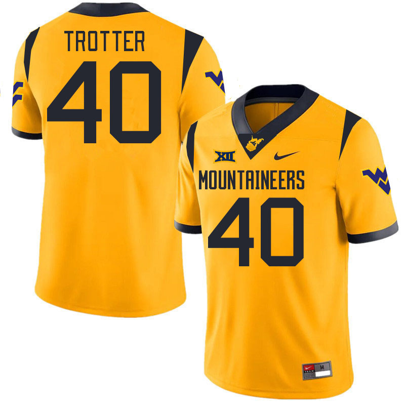 #40 Josiah Trotter West Virginia Mountaineers College 2024 New Uniforms Football Jerseys Stitched Sale-Gold